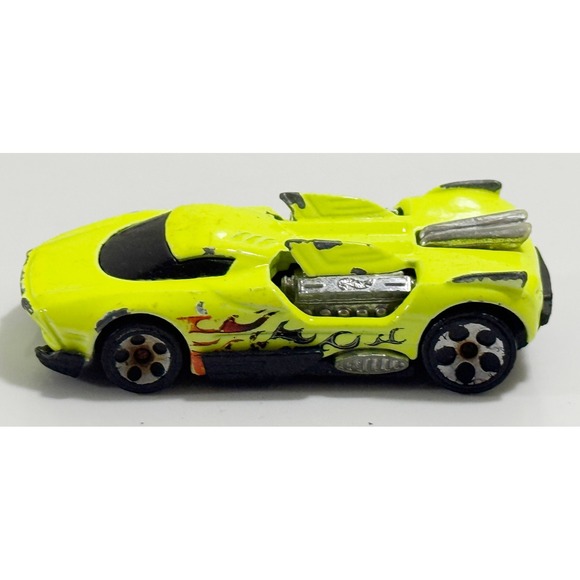 Hot Wheels Other - Hot Wheels Vulture Toy Car Kids 1:64 Neon Yellow Flame Graphics 2000 Mattel